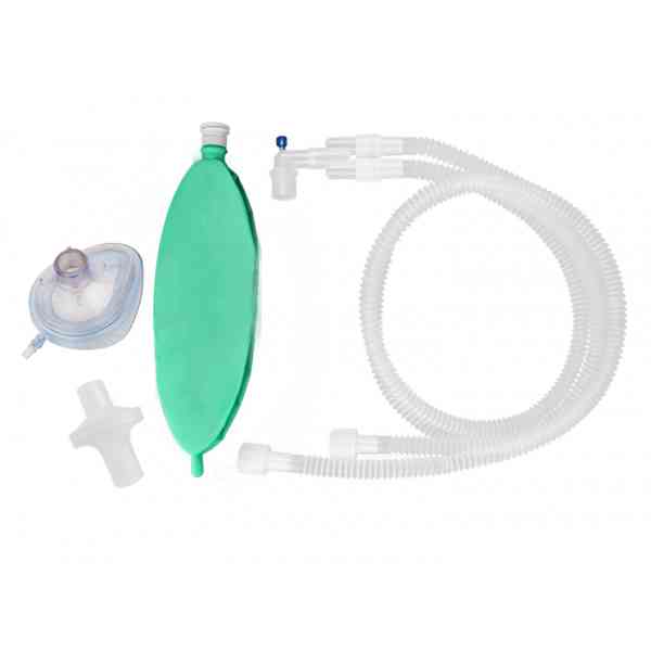 Circuito de anestesia EXPANDIBLE ADULTO 26"-72" (66 cm -182 cm) con puerto, filtro Antibacteriano viral, bolsa de 3L y mascarilla