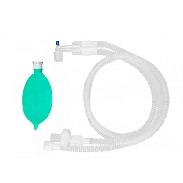 Circuito de anestesia EXPANDIBLE PEDIÁTRICO 26"-72" (66 cm -182 cm) con puerto, filtro Antibacteriano viral y bolsa de 1L,