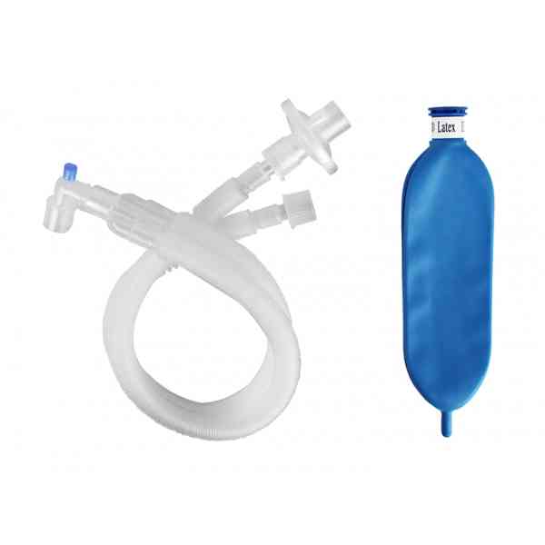 Circuito de anestesia EXPANDIBLE PEDIÁTRICO 72" (180 cm), con puerto, filtro antibacteriano viral y bolsa de 1L