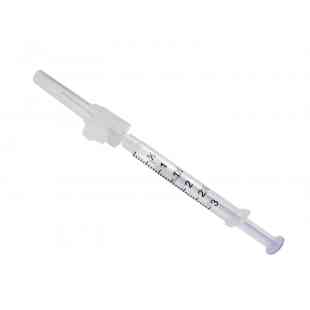 Jeringa para gasometría 3ml (3cc) con aguja de 23g x 25mm (1”), CON SISTEMA DE PROTECCIÓN CRICKETT 25U de Heparina balanceada, Pulset para sangre arterial ADULTO, con sistema Luer-Lock