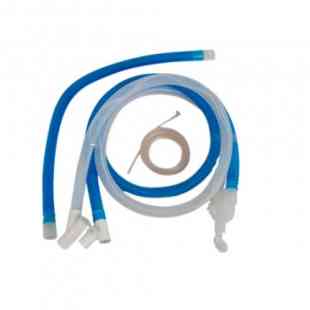 Circuito para ventilador ADULTO, CON CABLE CALEFACTOR EN LAS VÍAS INSPIRTORIA Y ESPIRATORIA, tubería adicional de 60, línea de presión y cámara de humidificación. Compatible con F&P.