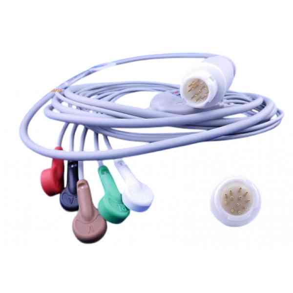 CABLE ECG DE 5 DERIVACIONES SNAP COMPATIBLE CON PHILIPS, LOGICARE SERIES 2000 CONFIGURADO, PROEMIER, 12 PINES