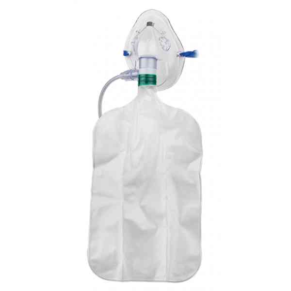 Mascarilla para oxigeno PEDIÁTRICA con bolsa reservorio, de alta concentración válvula y tubería de 2.1m / 7'