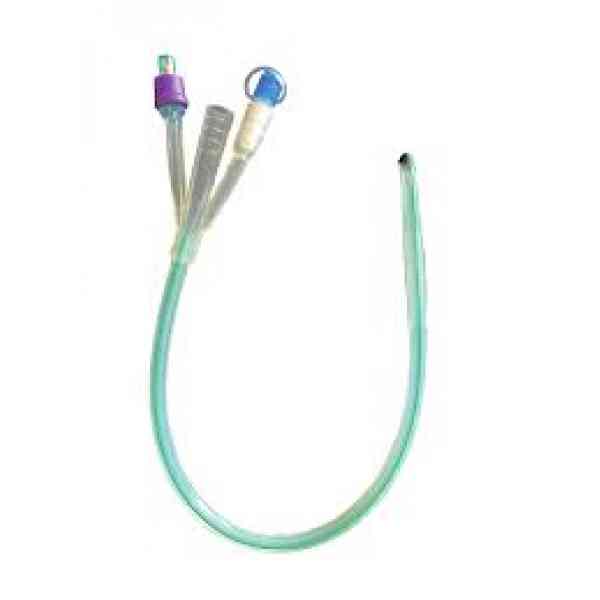 Sonda Foley de silicón de dos vías con globo 5 ml Y válvula, calibre 16Fr.